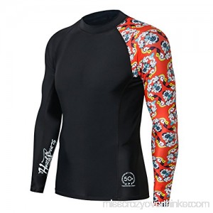 FAFNIR Men's UPF 50+ Compression Rash Guard-Splicing Long Sleeve Swim Shirt Black-Bee Together B07F1HSZJ9